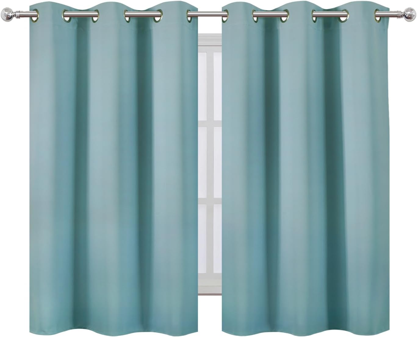 Lemomo Stone Blue Blackout Curtains/38 x 54 Inch/Set of Two Panels Grommet Living Room Curtains 54 Inch Blue