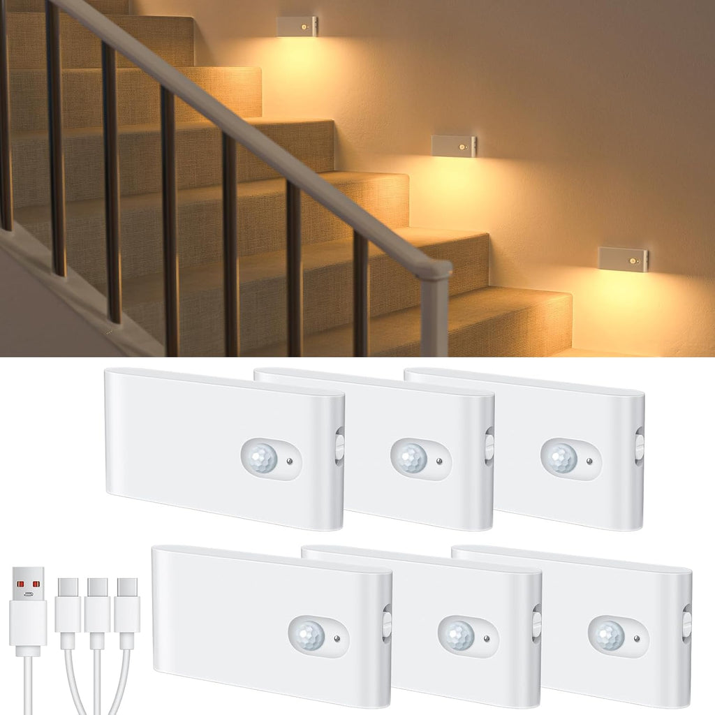 Willed Motion Sensor Night Light, Rechargeable Stair Lights Indoor, Warm White Motion Sensor Light Indoor, Battery Operated Night Light for…