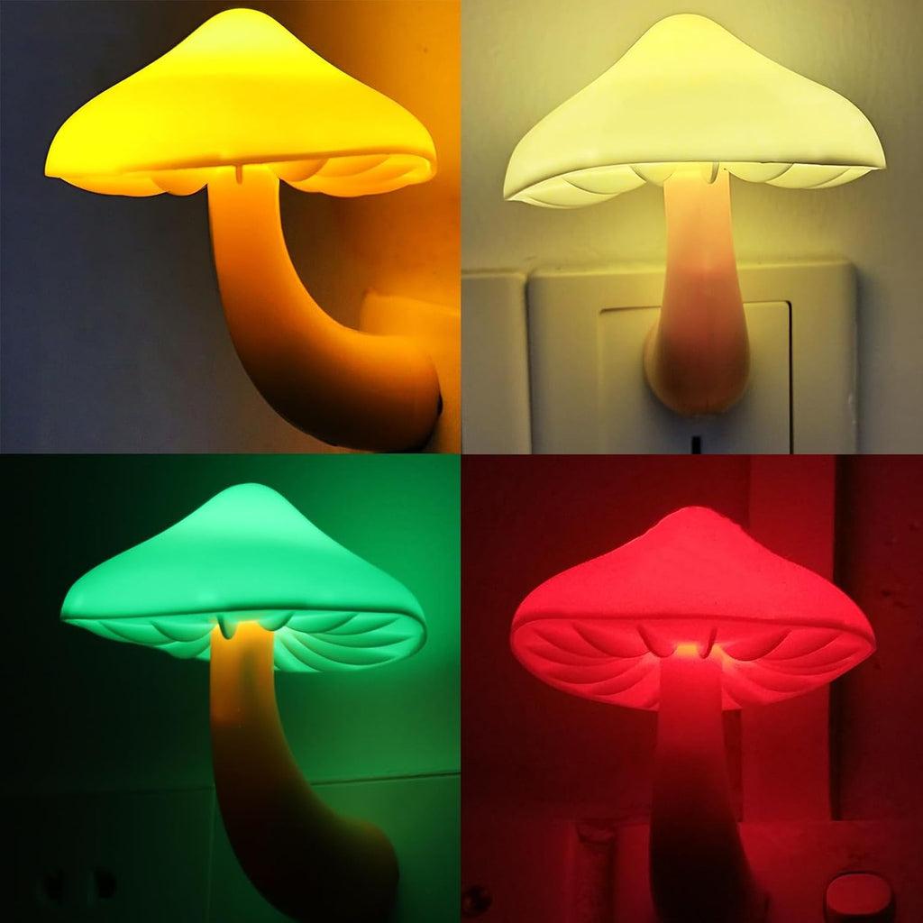 AUSAYE 4 Pack Plug in Night Light, Mushroom Light LED Nightlights for Kids, Adults, Bedroom, Bathroom, Hallway, Stairs, Kitchen Muti-Color