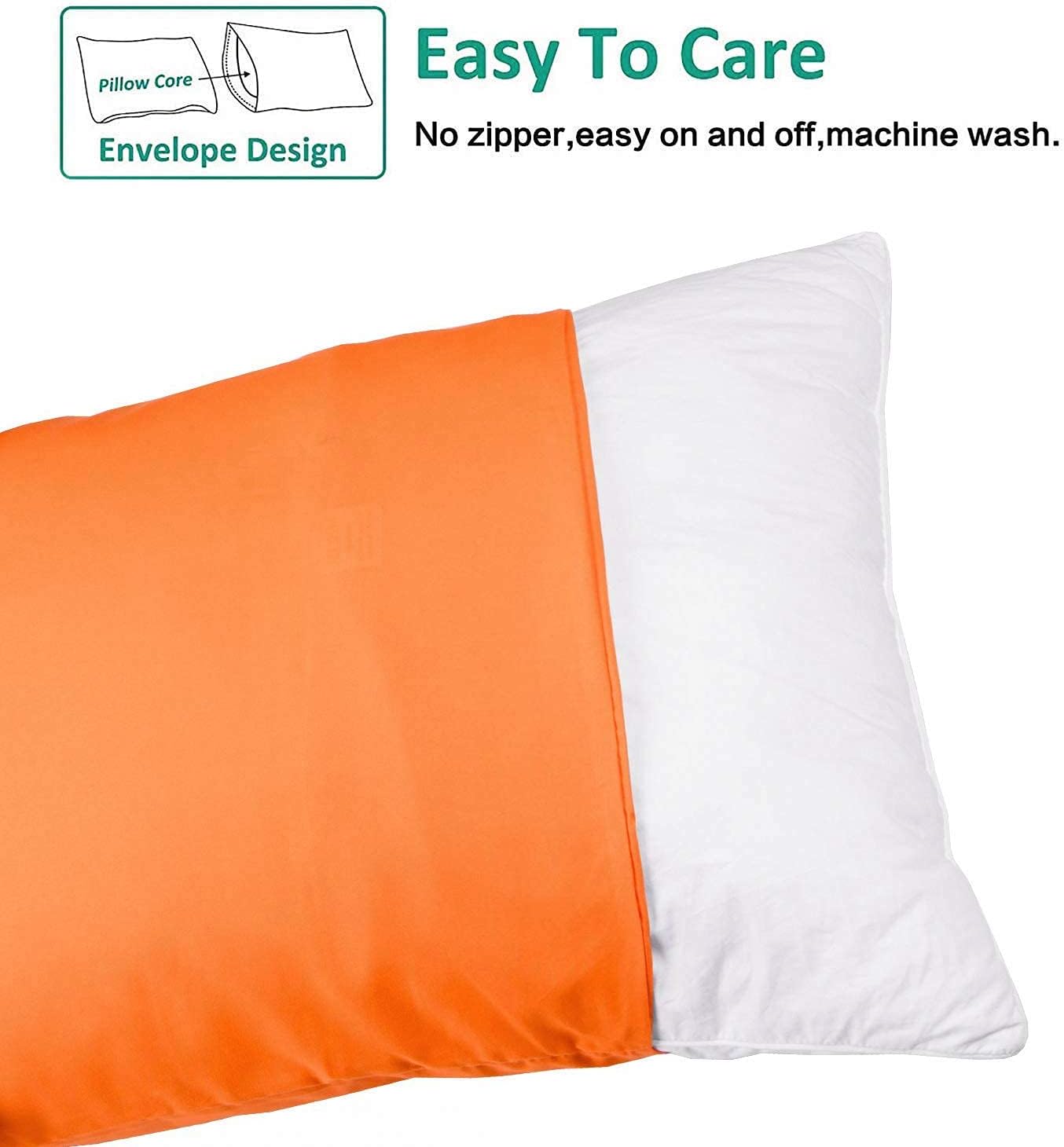Ntbay Standard Pillowcase Set - 2 Pack Brushed Microfiber 20x26 Pillowcases - Soft, Wrinkle-Free, Fade-Resistant, Stain-Resistant, Orange P…