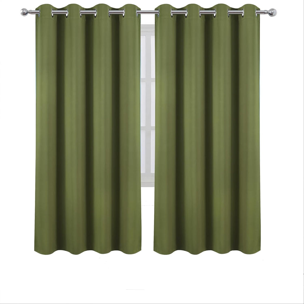 Lemomo Blackout Curtains 66 x 72 Inch Long Olive Green Curtains Set of 2 Panels Room Darkening Curtains for Bedroom and Living Room 72 Inch…