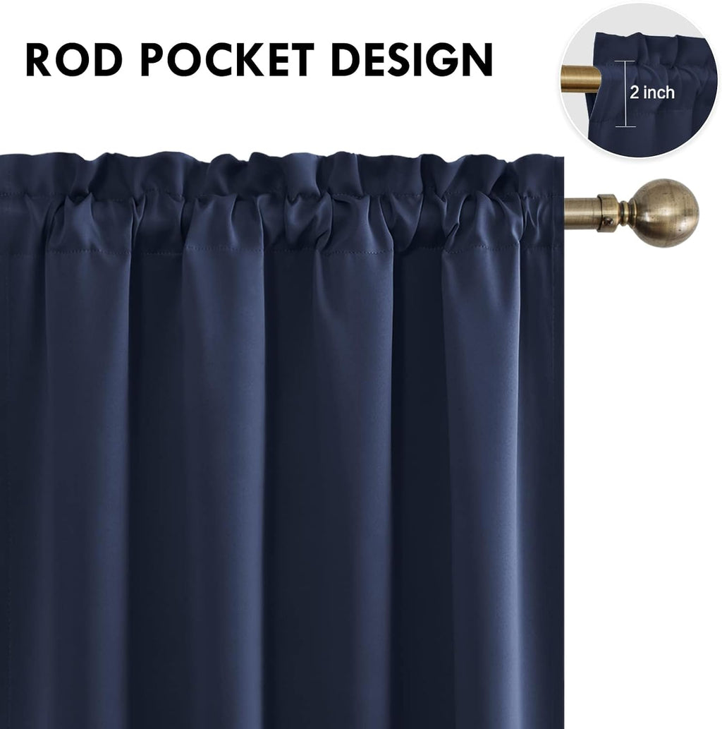 DWCN Blackout Curtains for Living Room Thermal Insulated, Energy Saving & Noise Reducing Bedroom Curtains, Navy, W 70x L 72 Inch, Set of…