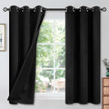 YoungsTex Black 100% Blackout Curtains 45 Inches for Bedroom Thermal Insulated Total Room Darkening Curtains for Living Room Window with Bl…