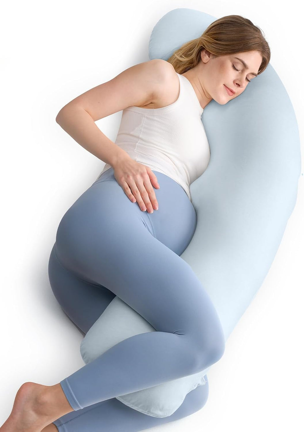 Momcozy Pregnancy Pillows for Side Sleeping, J Shaped Maternity Body Pillow for Pregnancy, Soft Pregnancy Pillow for Head Neck Belly Suppor…