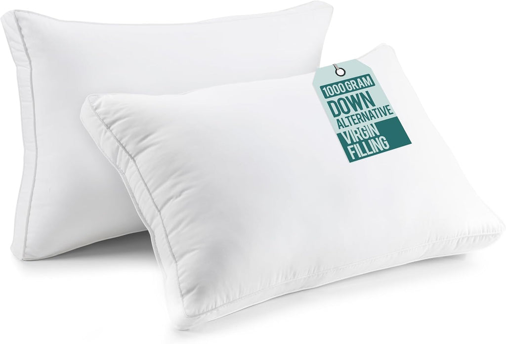 Utopiabedding Utopia Bedding Down Alternative Bed Pillows for Sleeping Queen Size (White), Set of 2, Soft & Fluffy Pillow with Cooling, Hot…