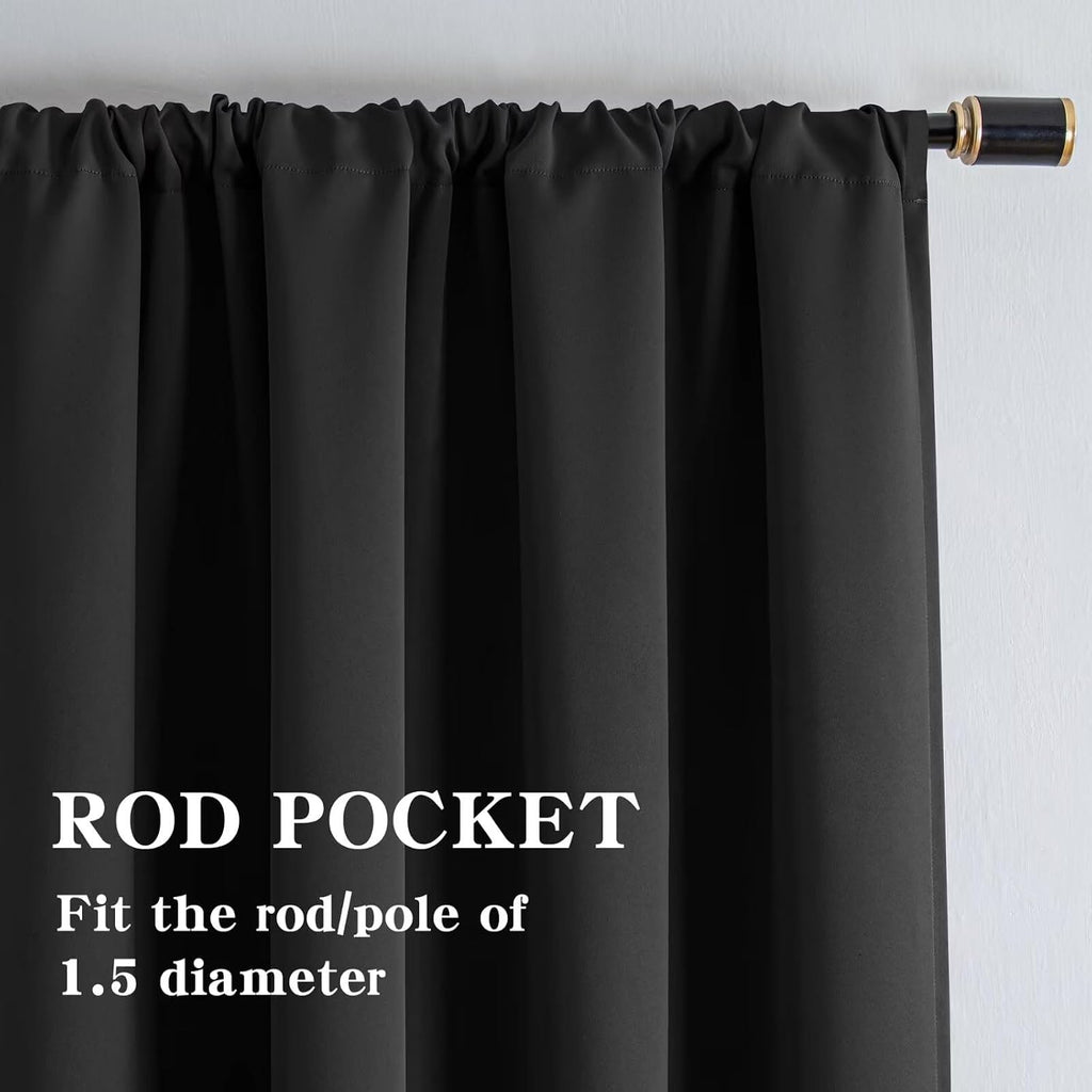 Igemaeve Blackout Curtains for Bedroom 1 Panel, Custom Curtains Thermal Insulated Dark Grey, Rod Pocket Room Darkening Drapes for Living Ro…
