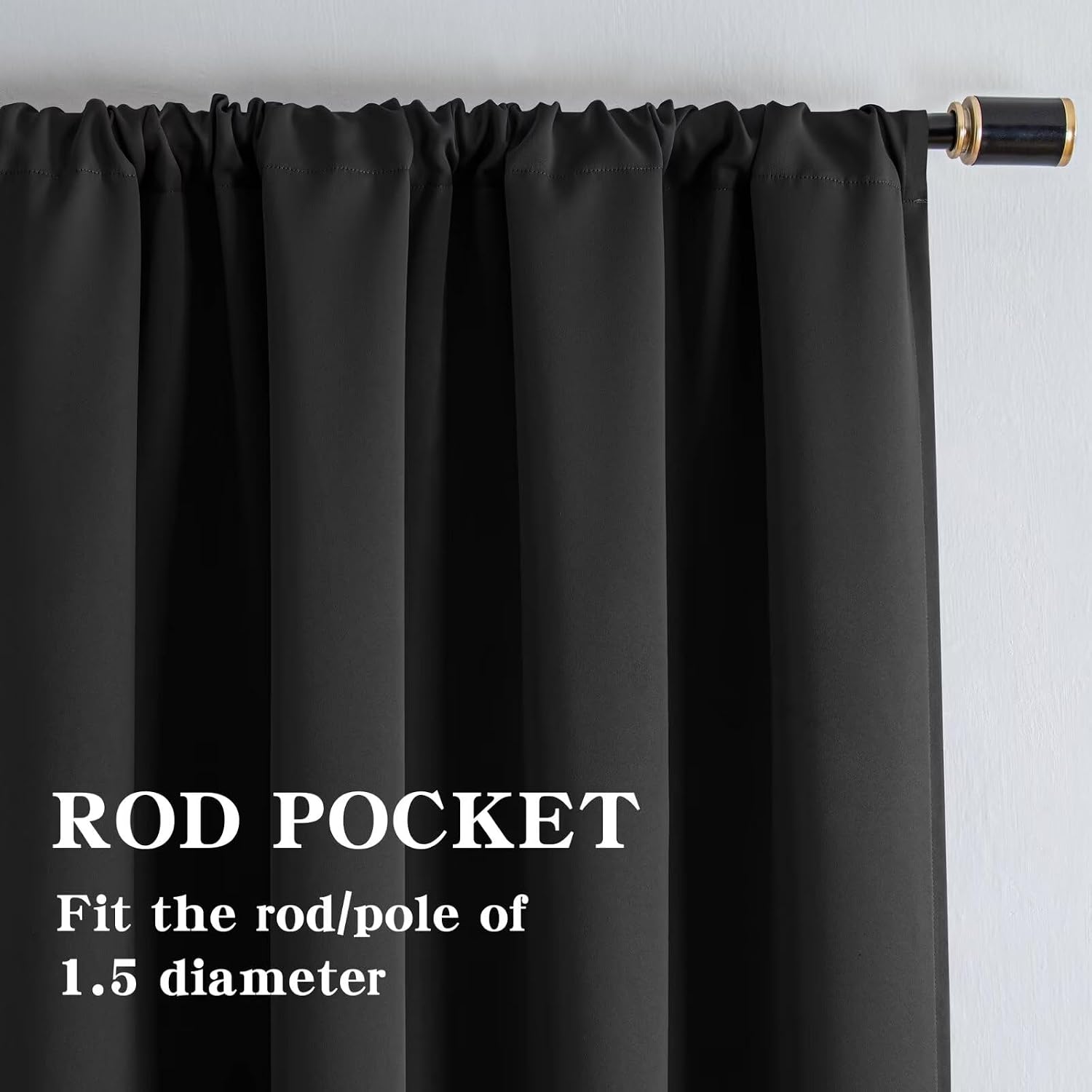 Igemaeve Blackout Curtains for Bedroom 1 Panel, Custom Curtains Thermal Insulated Dark Grey, Rod Pocket Room Darkening Drapes for Living Ro…