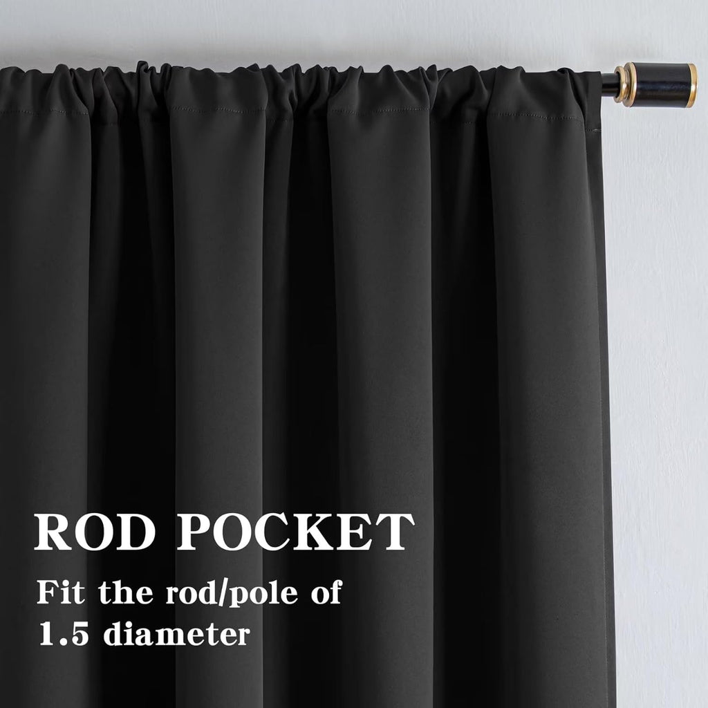 Igemaeve Blackout Curtains 72 Inch Length 2 Panels Set, Black Out Curtains for Bedroom 72 Inch Long, Rod Pocket Energy Saving Room Darkenin…