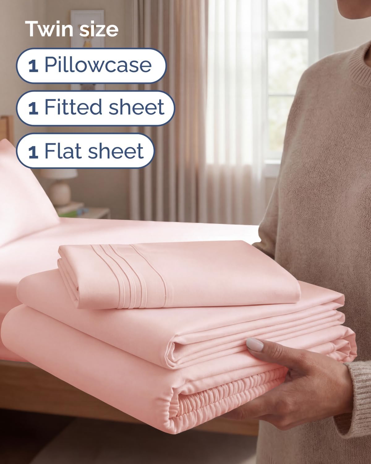 Twin Size 3 Piece Sheet Set - Comfy Breathable & Cooling Sheets - Hotel Luxury Bed Sheets for Women & Men - Deep Pockets, Easy-Fit, Extra…