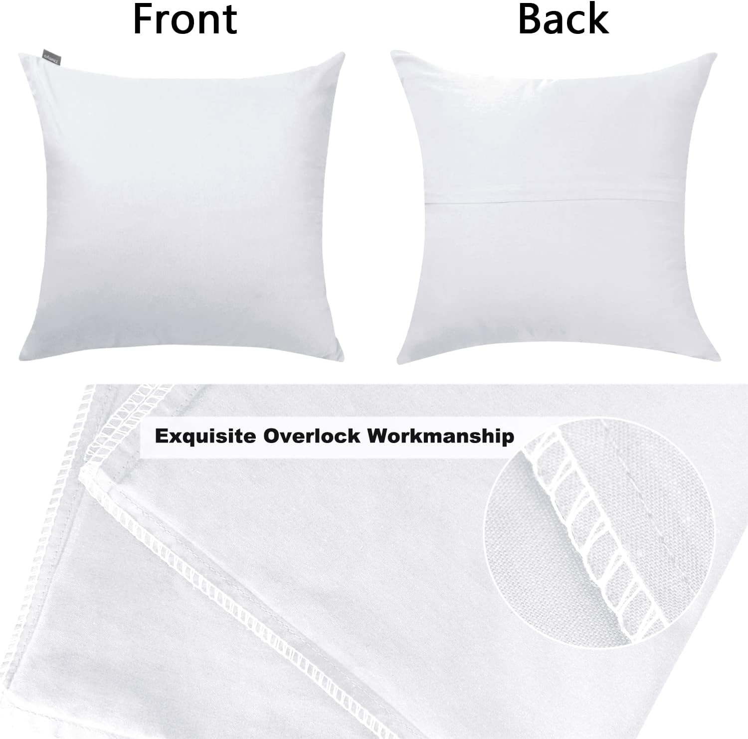 Thmyo 4-Pack 100% Cotton Comfortable Solid Decorative Throw Pillow Case Square Cushion Cover Pillowcase Sublimation Blank Pillow Covers Chr…