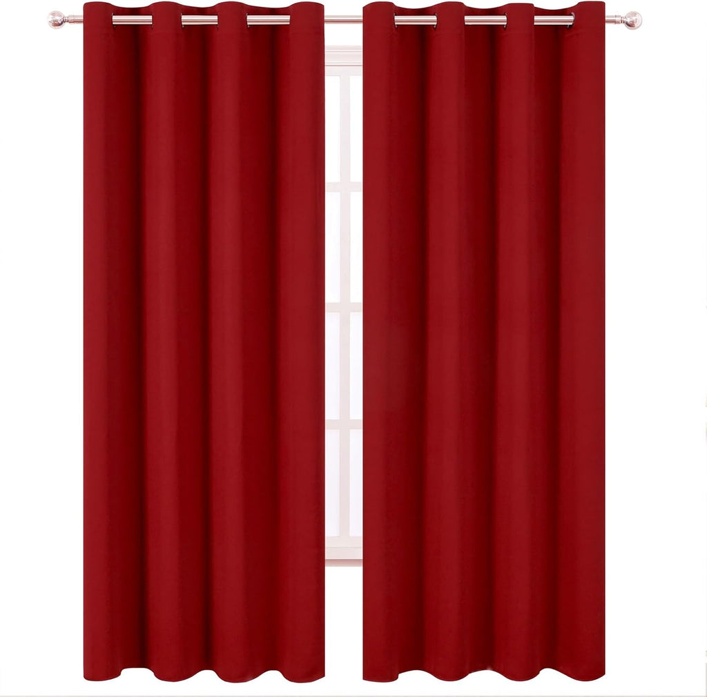 Lemomo Blackout Curtains 52 x 120 Inch Long Red Curtains Set of 2 Panels Room Darkening Curtains for Bedroom and Living Room 120 Inch Red