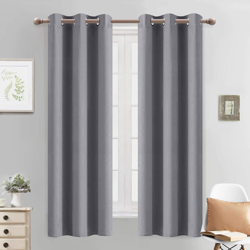 Yakamok Room Darkening Grommet Window Drapes Thermal Insulated Light Blocking Blackout Curtains for Bedroom(38Wx63L, Grey,2 Panels)