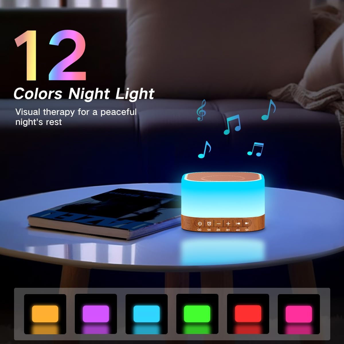 SleeZOO Sound Machine White Noise Machine with 25 Soothing Sounds 12 Colors Light with 10 Adjustable Levels 32 Adjustable Volumes 5 Timers…