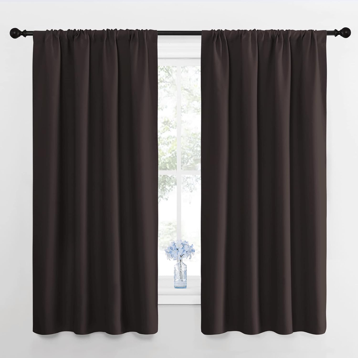 NICETOWN Blackout Curtain Panels 63 inches - Triple Weave Microfiber Energy Saving Thermal Insulated Solid Rod Pocket Blackout Curtains…