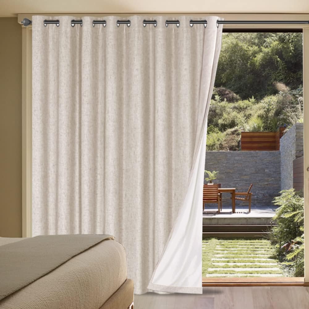 H.VERSAILTEX Blackout Curtains Durable Thick Textured Polyester Blackout Patio Door Curtain Anti Rust Grommet Extra Wide Sliding Door…