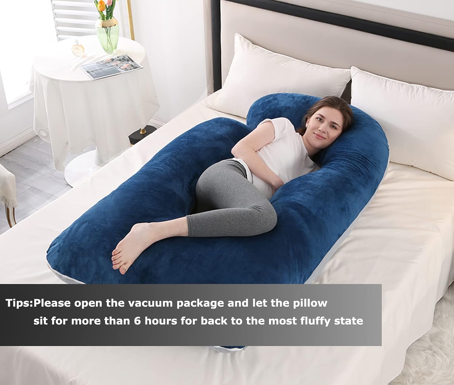 Jcickt Pregnancy Pillow for Sleeping,59 inch J/U-Shaped Maternity Pillow with Removable Washable Cover, Side-Sleeping Pregnant Body Pillow-…