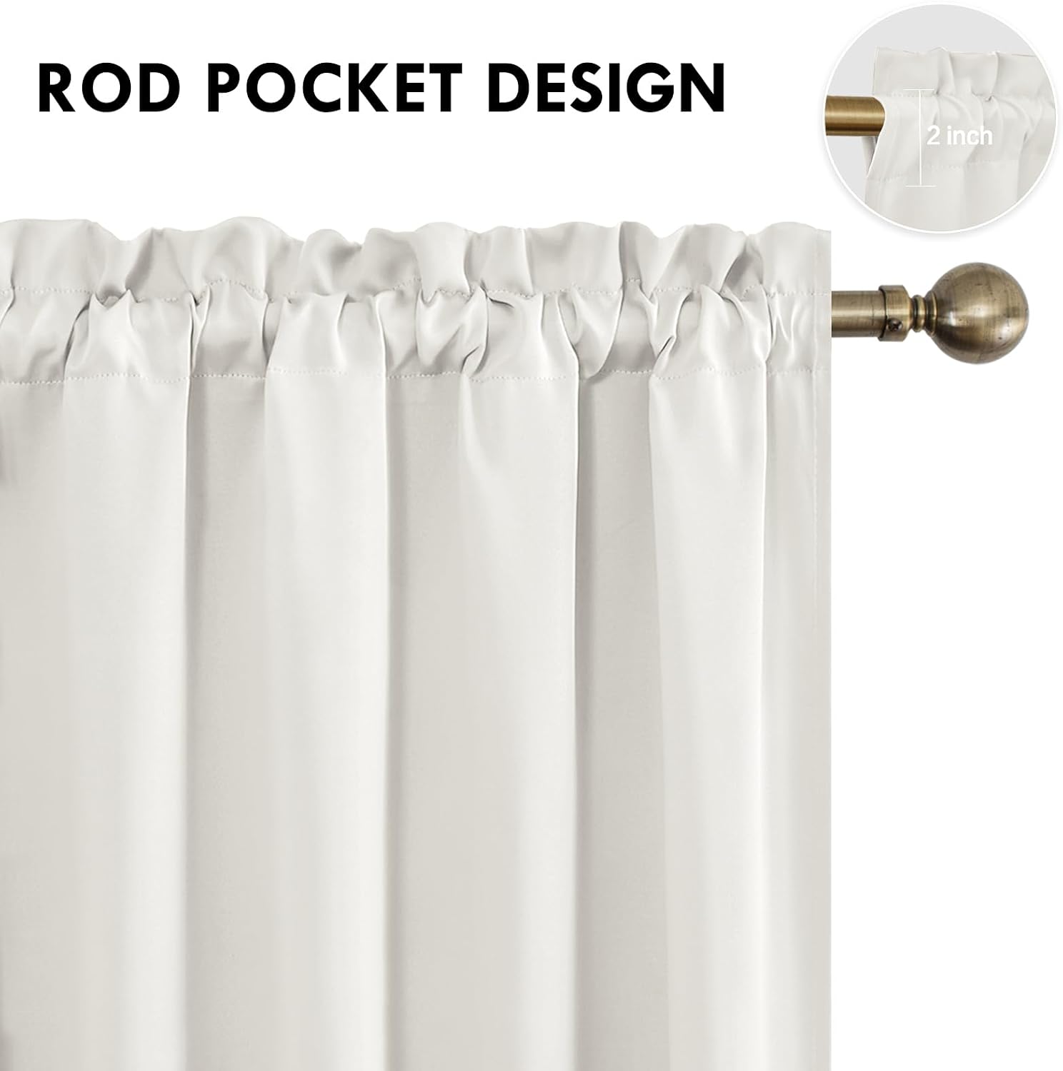 DWCN Blackout Curtains Thermal Insulated, Energy Saving & Noise Reducing Bedroom and Living Room Curtains, Ivory, W 52x L 45 Inch, Set of…