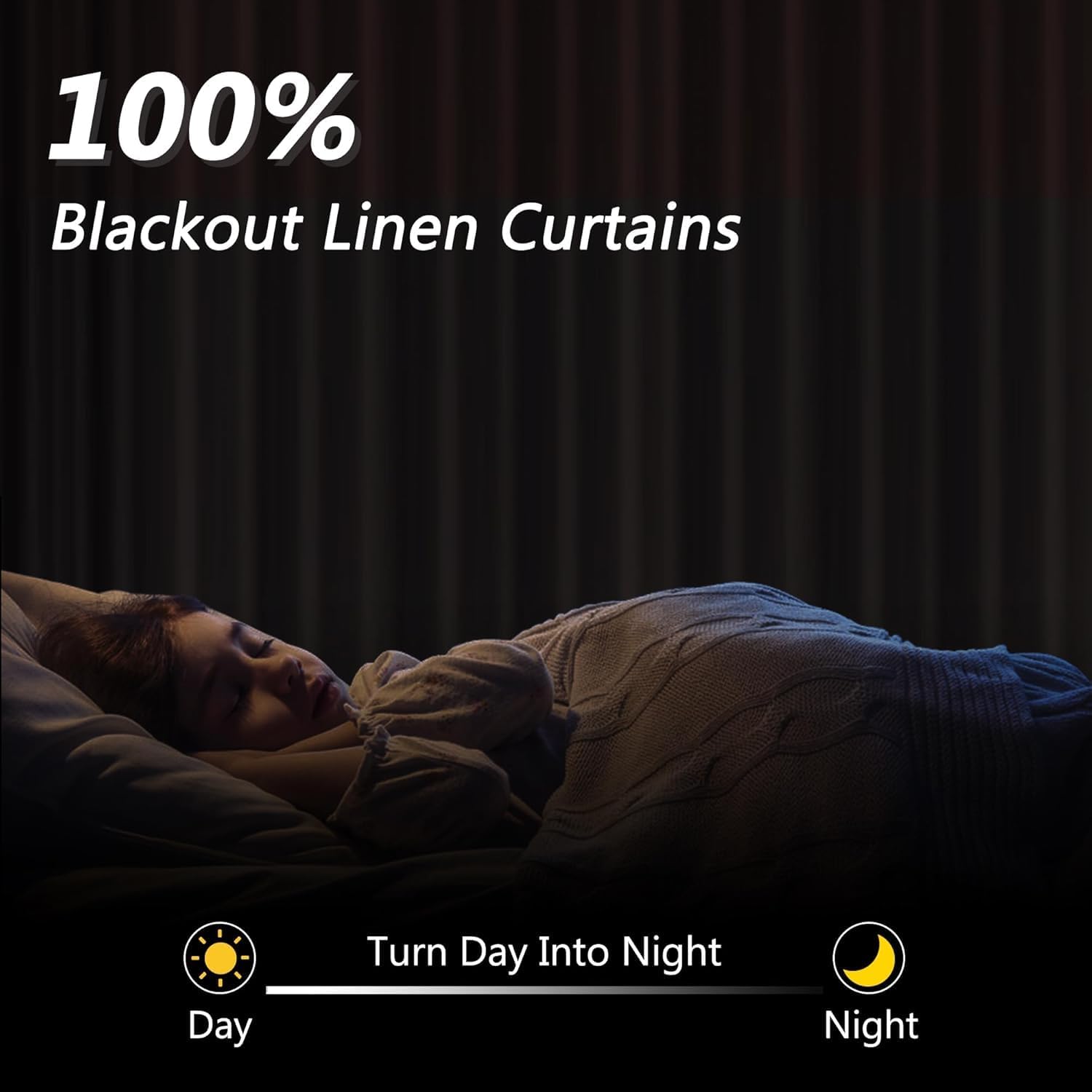 Guken 100% Blackout Linen Curtains 42 Inch Wide by 102 Inch 2 Panels Set for Living Room Bedroom Back Tab Thermal Insulated Black Out Linen…