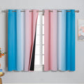 Estelartextiler Ombre Pink and Blue Blackout Curtains 54 Inches Long, Full Light Blocking Curtains for Bedroom, Wavy Line Pattern Grommet T…