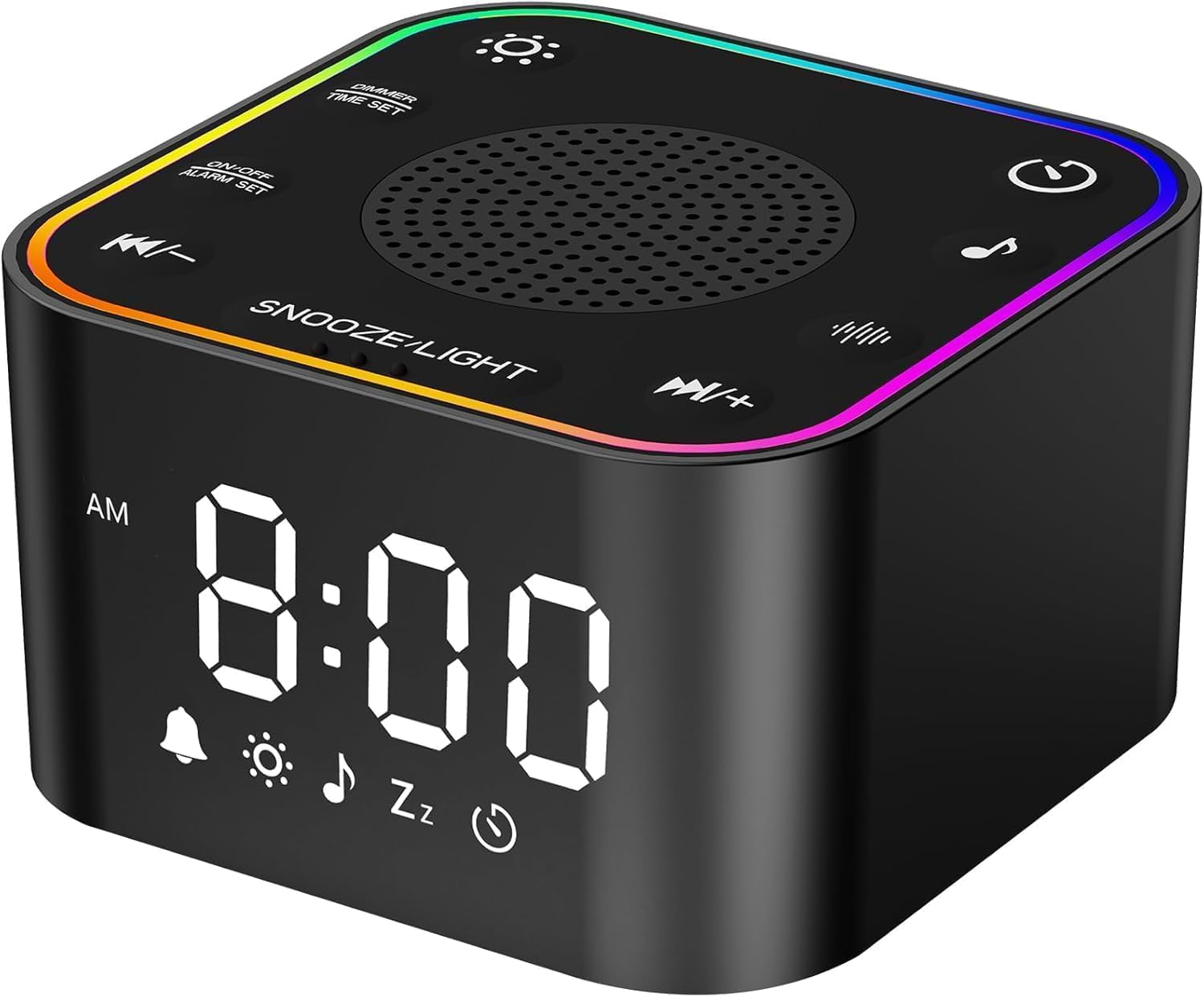 2-in-1 Sound Machine & Alarm Clock: 30 Non-Looping White Noise & Nature Sounds for Fall Asleep Faster, 7 Gentle Wake-Up Alarms - Compact…