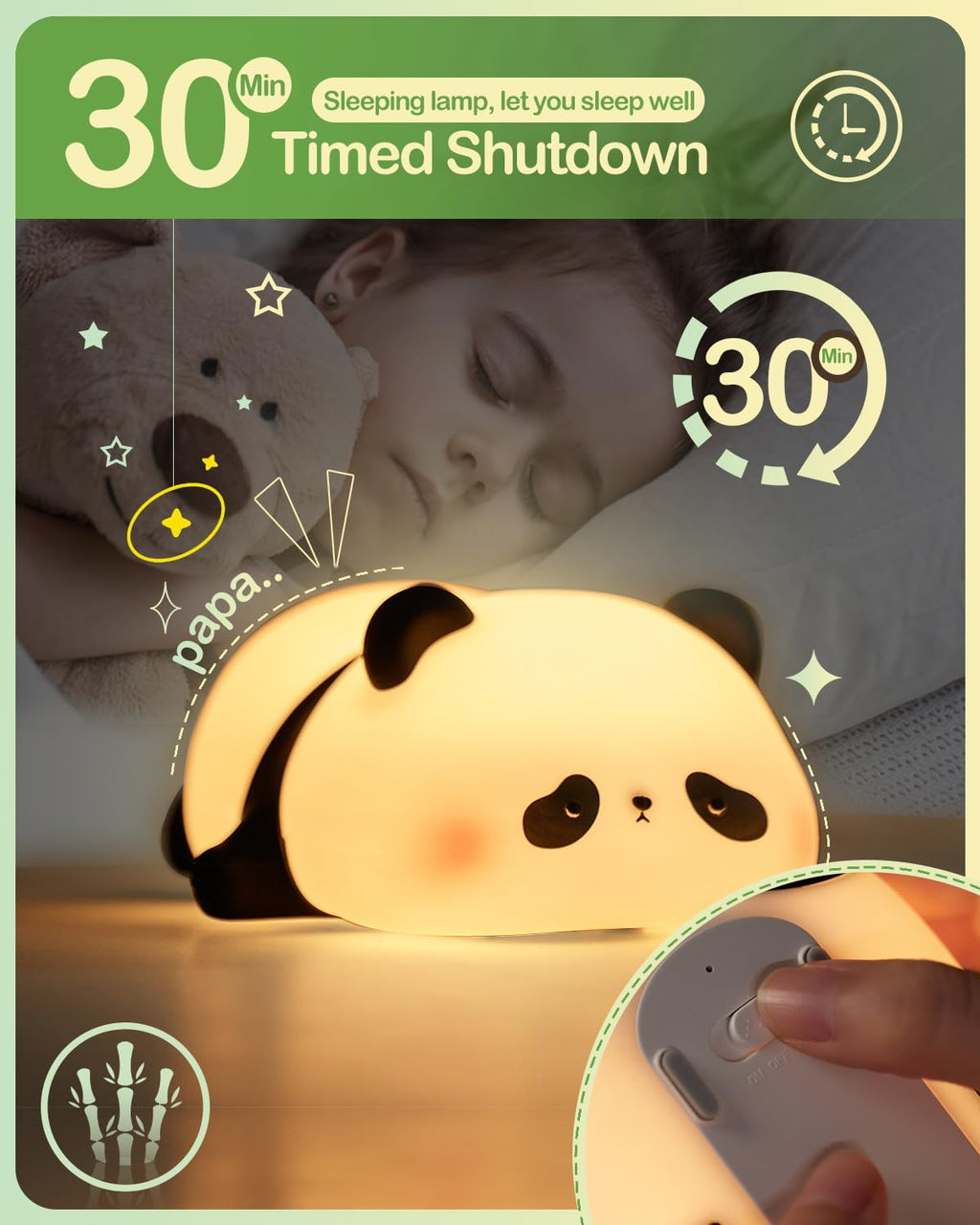 Atsuinightlight ATSUI Cute Panda Night Light, LED Squishy Novelty Animal Night Lamp, Food Grade Silicone 3 Level Dimmable Nursery Nightligh…