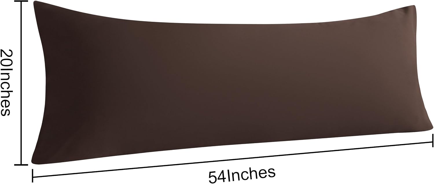 Ntbay Body Pillow Cases Set of 2, 2 Pack Brushed Microfiber 20x54 Inches, Soft, Wrinkle, Fade, Stain Resistant Dark Brown Pillow Cases with…