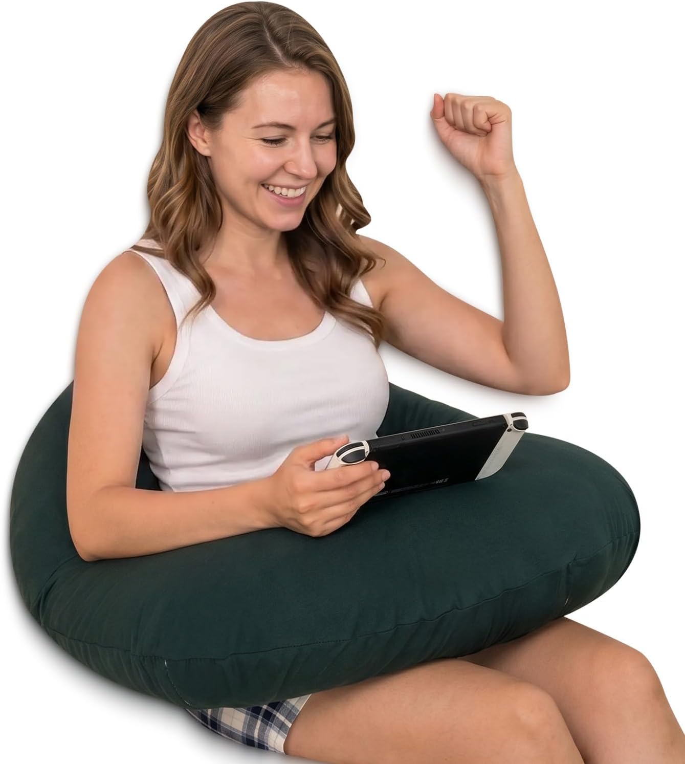 QUEEN ROSE Reading Pillow for Gaming, Lap Desk Pillow for Sitting in Bed or Sofa, Compact Arm Support Pillow for Reading, Playing or…