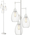 Dimmable Floor Lamp, 3 x 800LM LED Edison Bulbs Included, Farmhouse Industrial Floor Lamp Standing Lamp with Elegant Teardrop Cage Head…