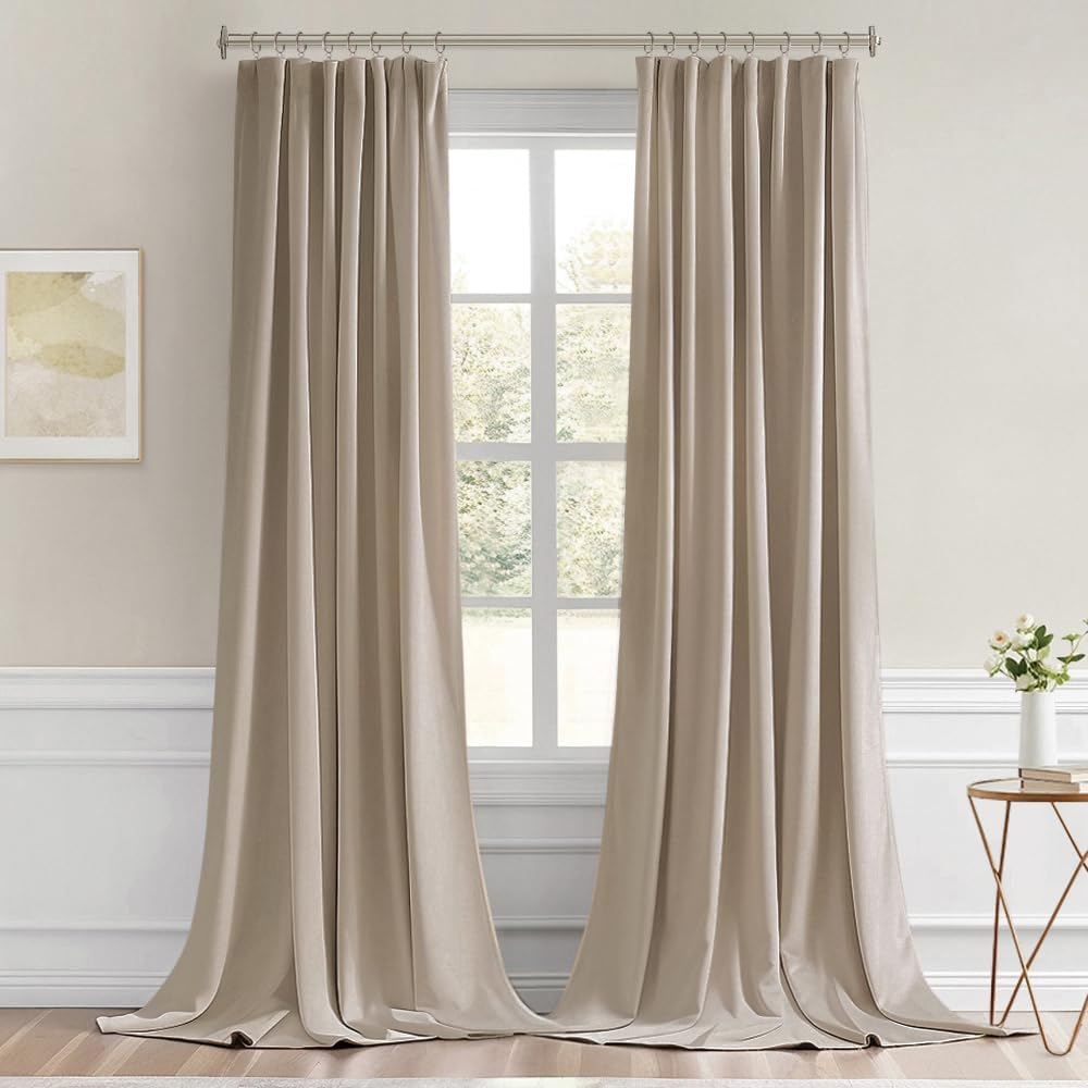 Miulee Taupe Back Tab Blackout Curtains 120 Inch Long 2 Panels Set for Bedroom, Rod Pocket/Pinch Pleated Extra Long Thermal Insulated Livin…