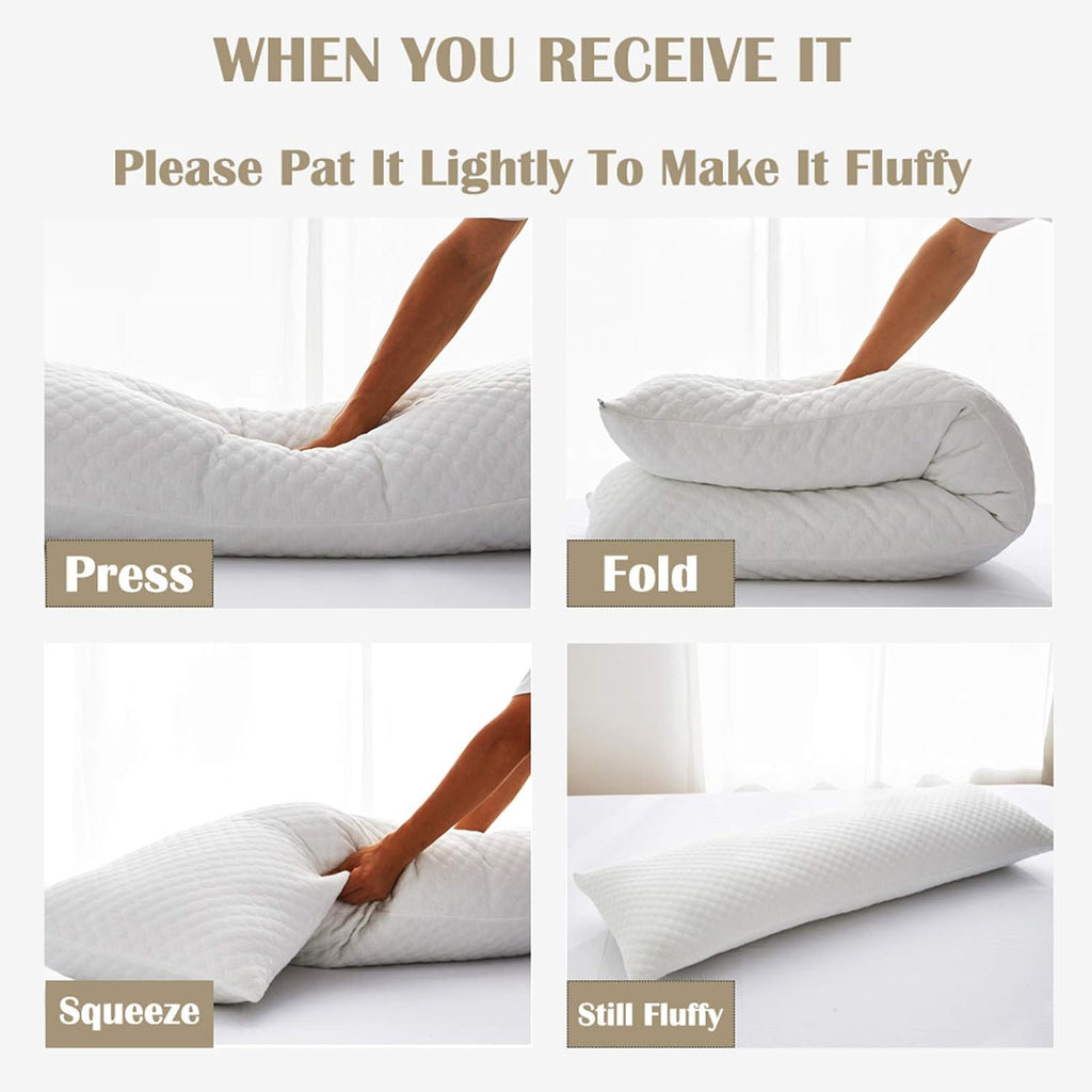 Downcool Full Body Pillow for Adults- Ultra Soft Long Bed Pillow with Removable Cover Cooling Breathable, Polyester Microfiber Large Body P…