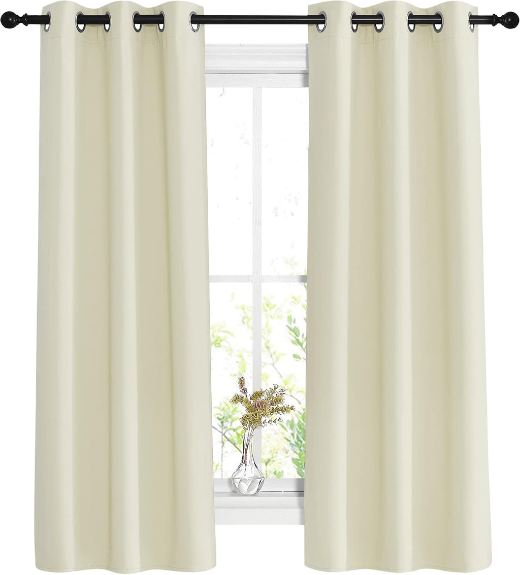 Nicetown Room Darkening Beige Curtains for Living Room - Window Treatment Thermal Insulated Solid Grommet Blackout Vertical Drapes for Bedr…