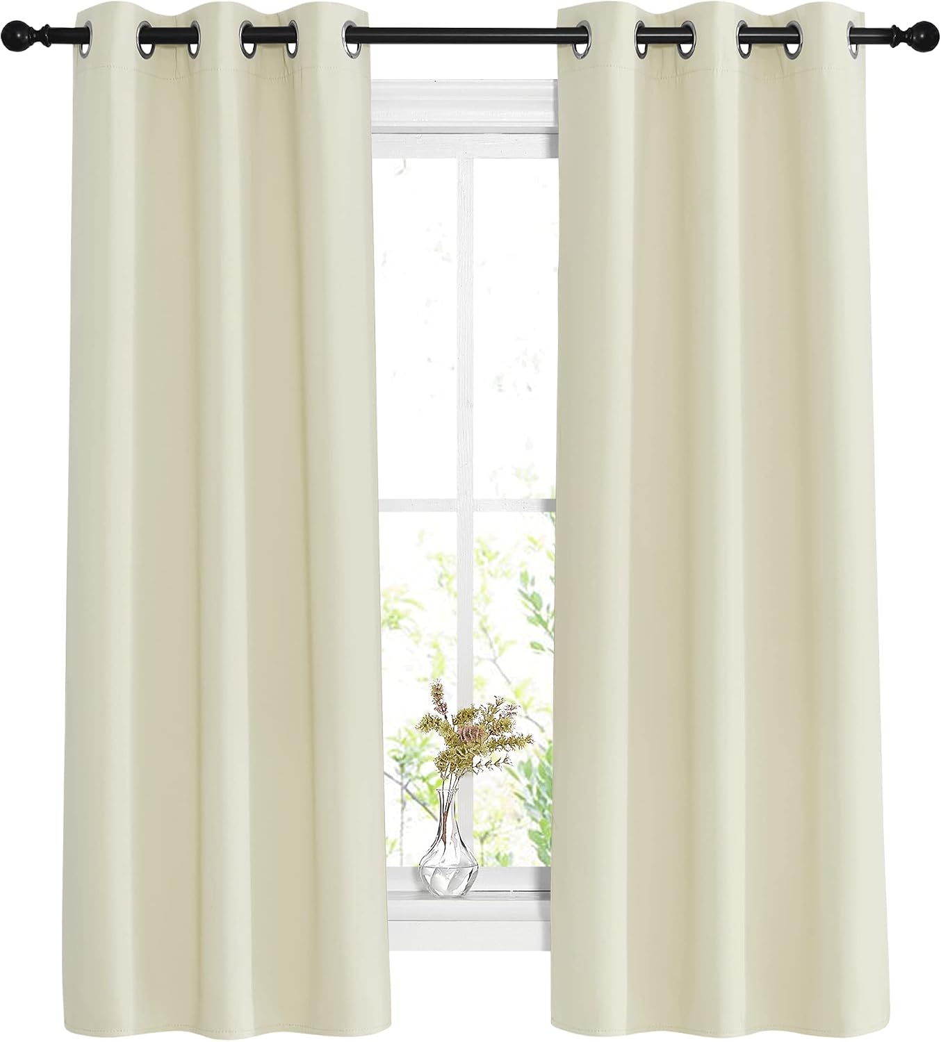 Nicetown Room Darkening Beige Curtains for Living Room - Window Treatment Thermal Insulated Solid Grommet Blackout Vertical Drapes for Bedr…