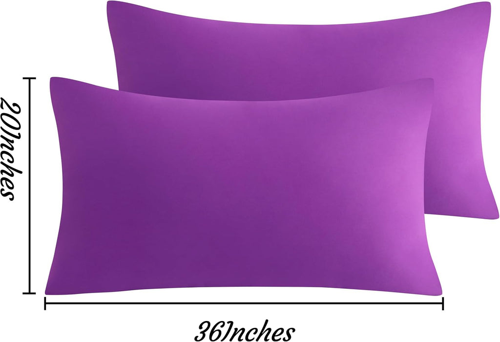 Ntbay King Pillow Cases Set of 2, 2 Pack Brushed Microfiber 20x36 Pillow Cases, Soft, Wrinkle, Fade, Stain Resistant Purple Pillow Cases wi…