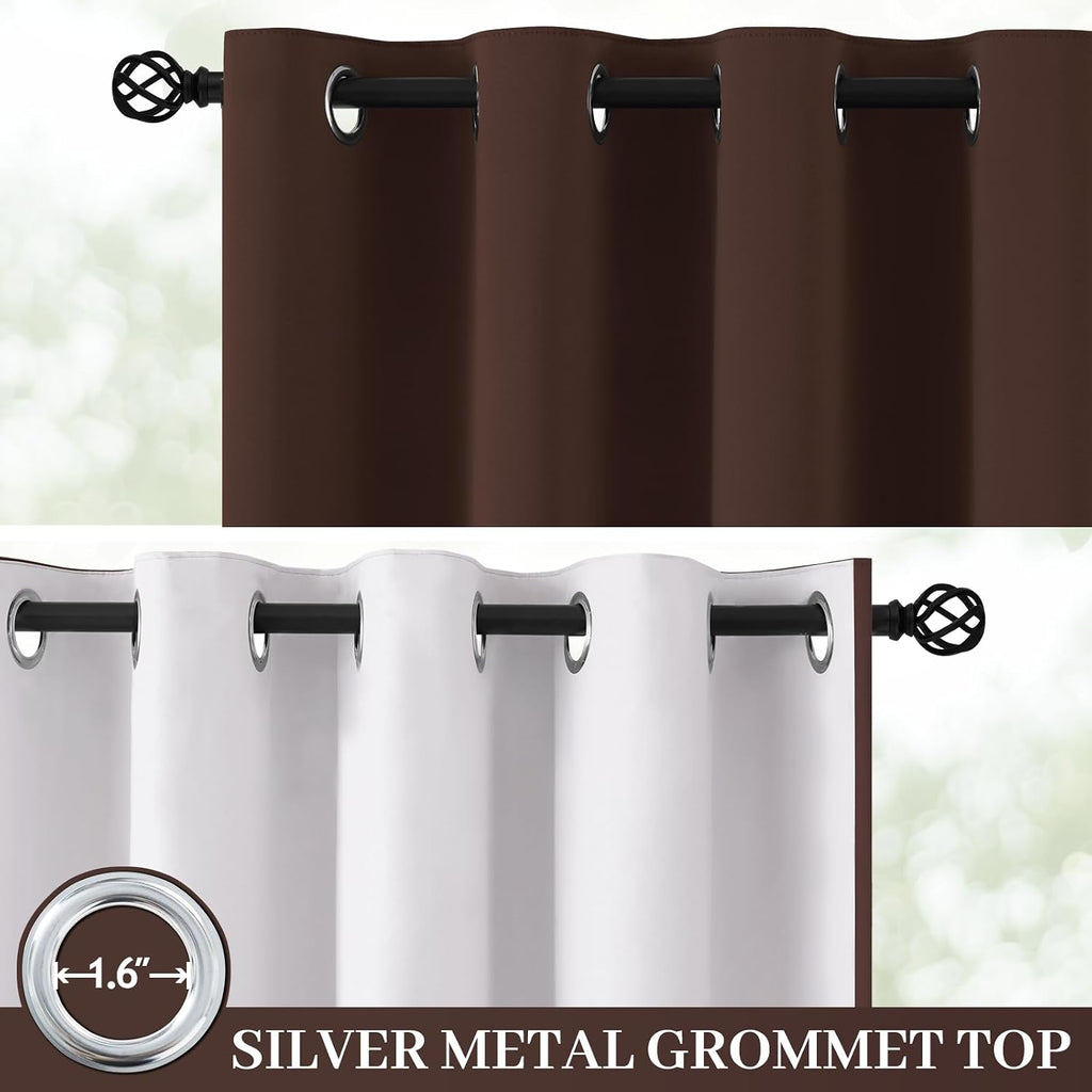 Yakamok 100% Blackout Curtain Panels 63 inches Cold and Light Blocking Drapes for Nursery, 2 Thick Layers Thermal Insulated Draperies (2 Pi…