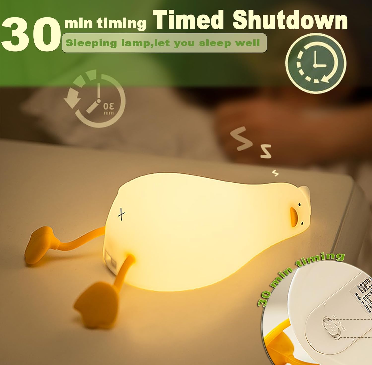 DREAMING MY DREAM Cute Duck Night Light, Rechargeable Fun Lying Flat Duck Lamp, LED Squishy Animal Novelty Lamp, Light up Duck for Kids…