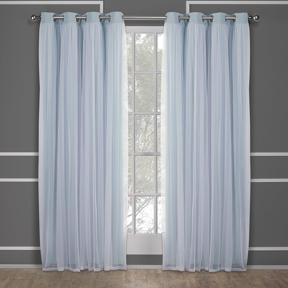 TOWN & COUNTRY LUXE Talia Double Layer Indoor Curtains, Sheer and Room Darkening Blackout, Grommet Top, Energy Efficient, 2-Pack Set…