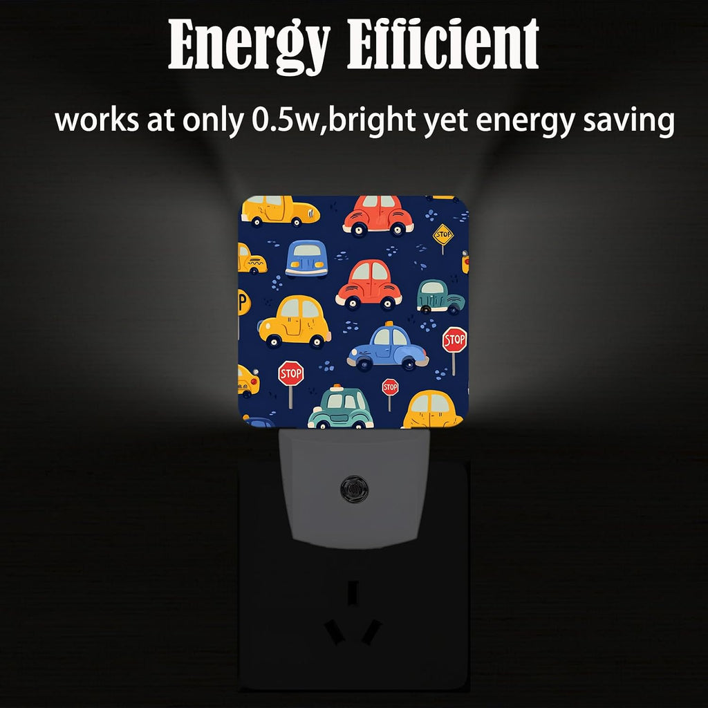 Cute Cartoon Cars Night Light, Plug Into Wall Decor for Stairway, Hallway, Kitchen, Dusk to Dawn Sensor Nightlights for Boys/Girls/Women/Men…