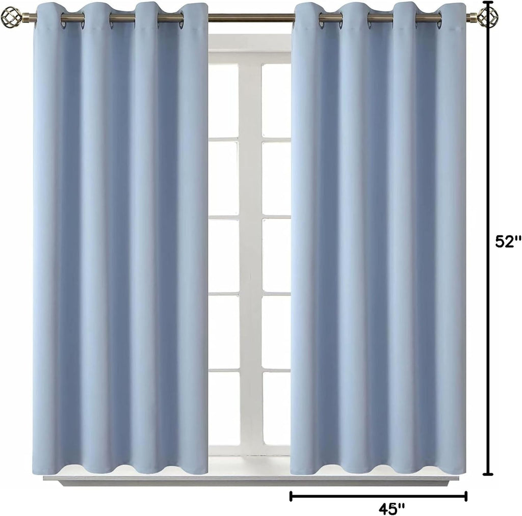 BGment Blackout Curtains for Living Room - Grommet Thermal Insulated Room Darkening Curtains for Bedroom, 2 Panels of 52 x 45 Inch, Spa Blu…