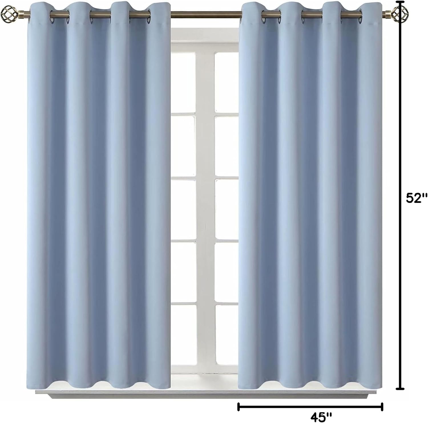 BGment Blackout Curtains for Living Room - Grommet Thermal Insulated Room Darkening Curtains for Bedroom, 2 Panels of 52 x 45 Inch, Spa Blu…