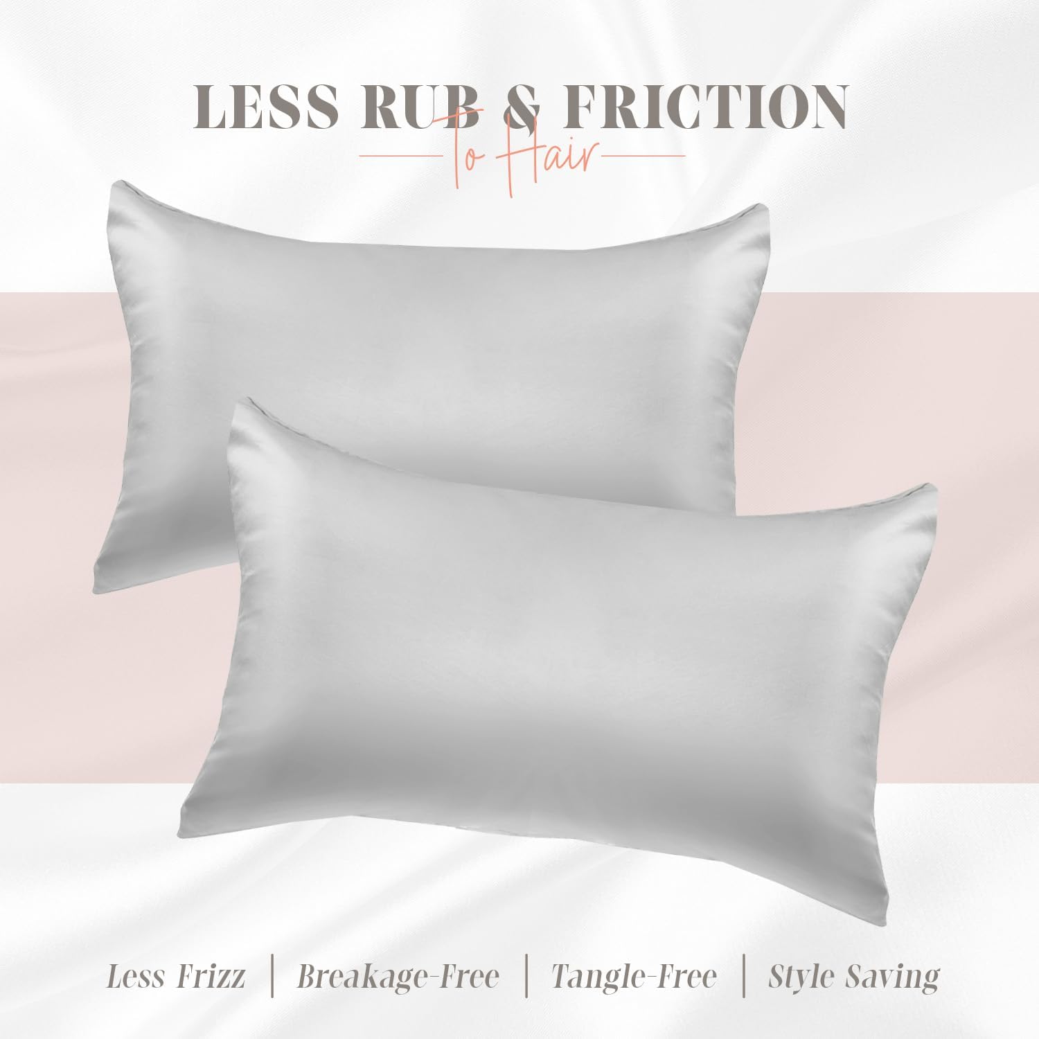 Elegantcomfort Elegant Comfort Silky and Luxurious 2-Piece Satin Pillowcase Set for Healthier Skin and Hair, Hidden Zipper Closure and Beau…