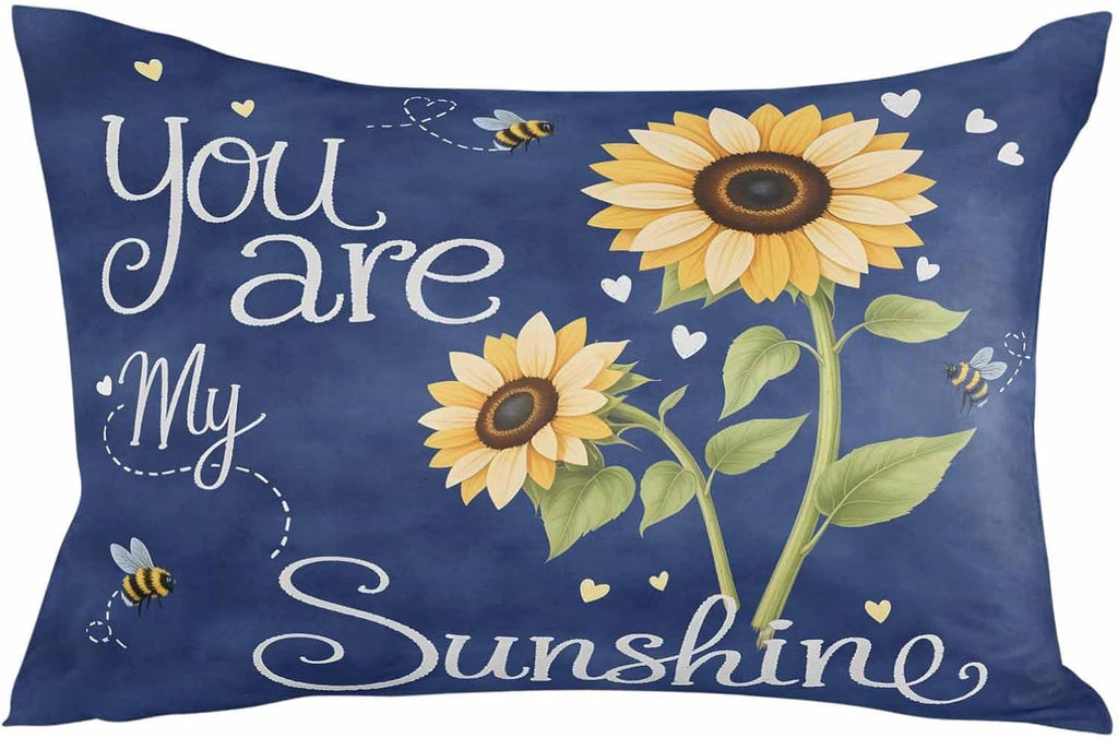Rgaienmelw You Are My Sunshine Throw Pillow Covers King Size 20x36 Inches, Rectangle Decorative Pillowcase with Zipper, Yellow Sunflow…