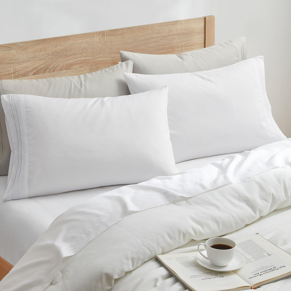 Nestl White Pillow Cases Size Set of 2, Soft Pillow Case, 1800 Microfiber Pillow Cases 2, Pillowcases, Envelope Closure Pillowcase, Pillow…