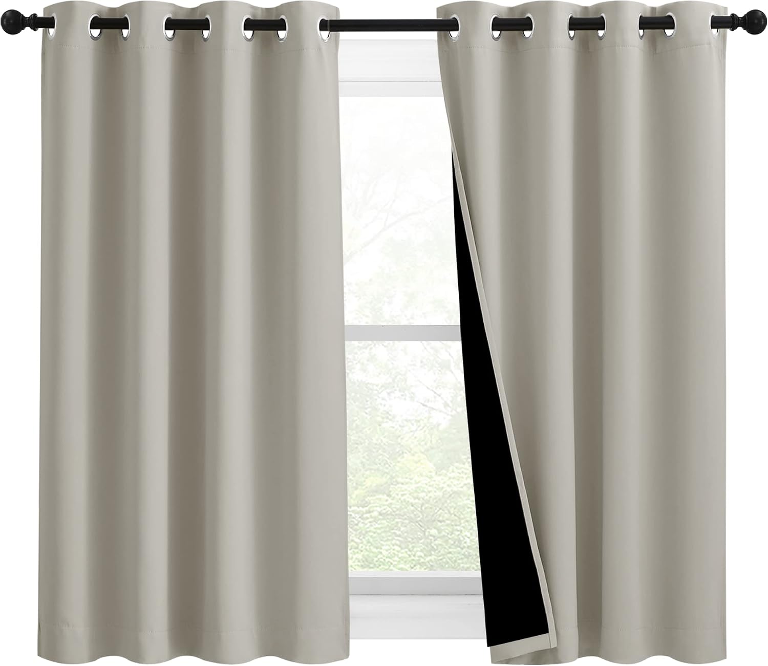 Nicetown 100% Blackout Curtains 54 inches Long, Double-Deck Completely Blackout Window Treatment Thermal Insulated Lined Drapes for Small W…