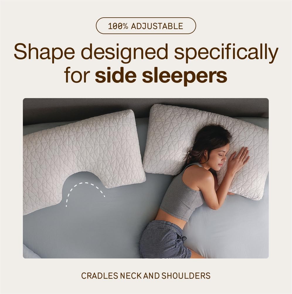CoopSleepGoods Coop Home Goods Original Cut-Out Adjustable Pillow, King Size Bed Pillows for Neck & Head Support, Memory Foam Pillows - Med…