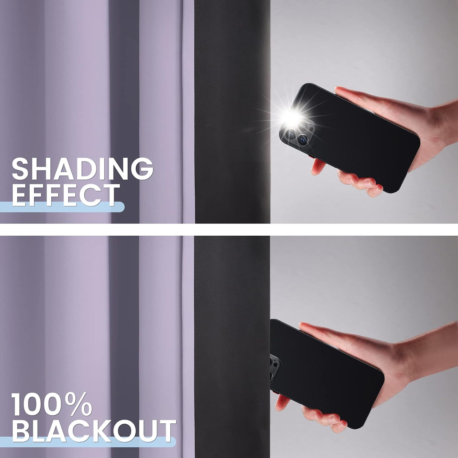 SimpleHome 100% Blackout Curtains for Bedroom, Thermal Insulated Lilac Grommet Window Drapes Room Darkening Curtains for Living Room with Bl…
