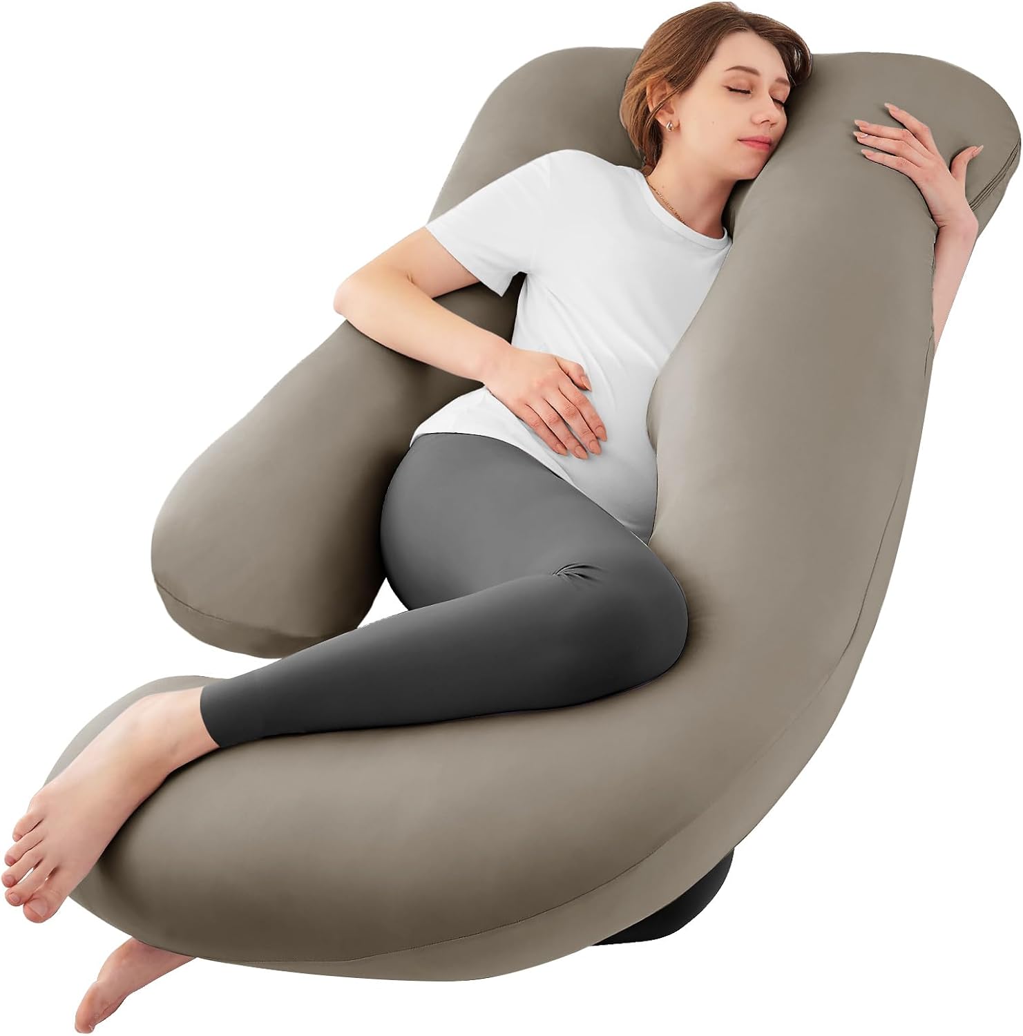 Sasttie Pregnancy Pillows for Sleeping, U Shaped Cooling Full Body Pillow with Removable Cover, Pregnant Women Must Haves, Maternity Essent…