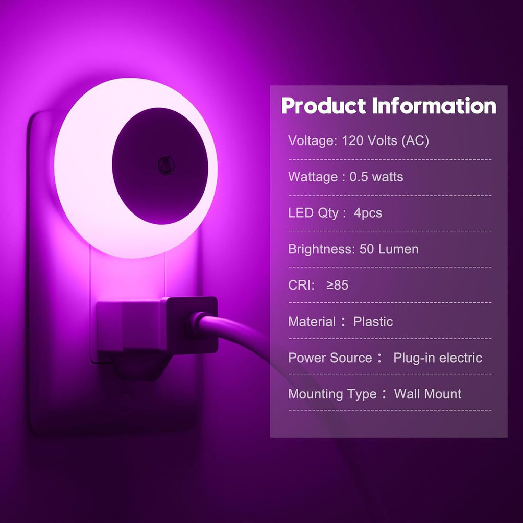 fesnne Night Light, Night Lights Plug into Wall, Dusk to Dawn Sensor, Pink Led Night Light 0.5W, 2 Pack Nightlight for Adults, Bedroom…
