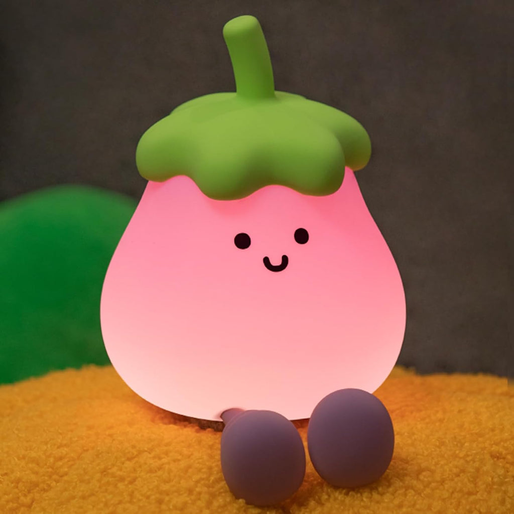 Eggplant Night Light for Kids, Cute Eggplant Sleep Lamp Squishy Silicone Kids Nightlight USB Rechargeable Portable Bedroom Night Lamp…