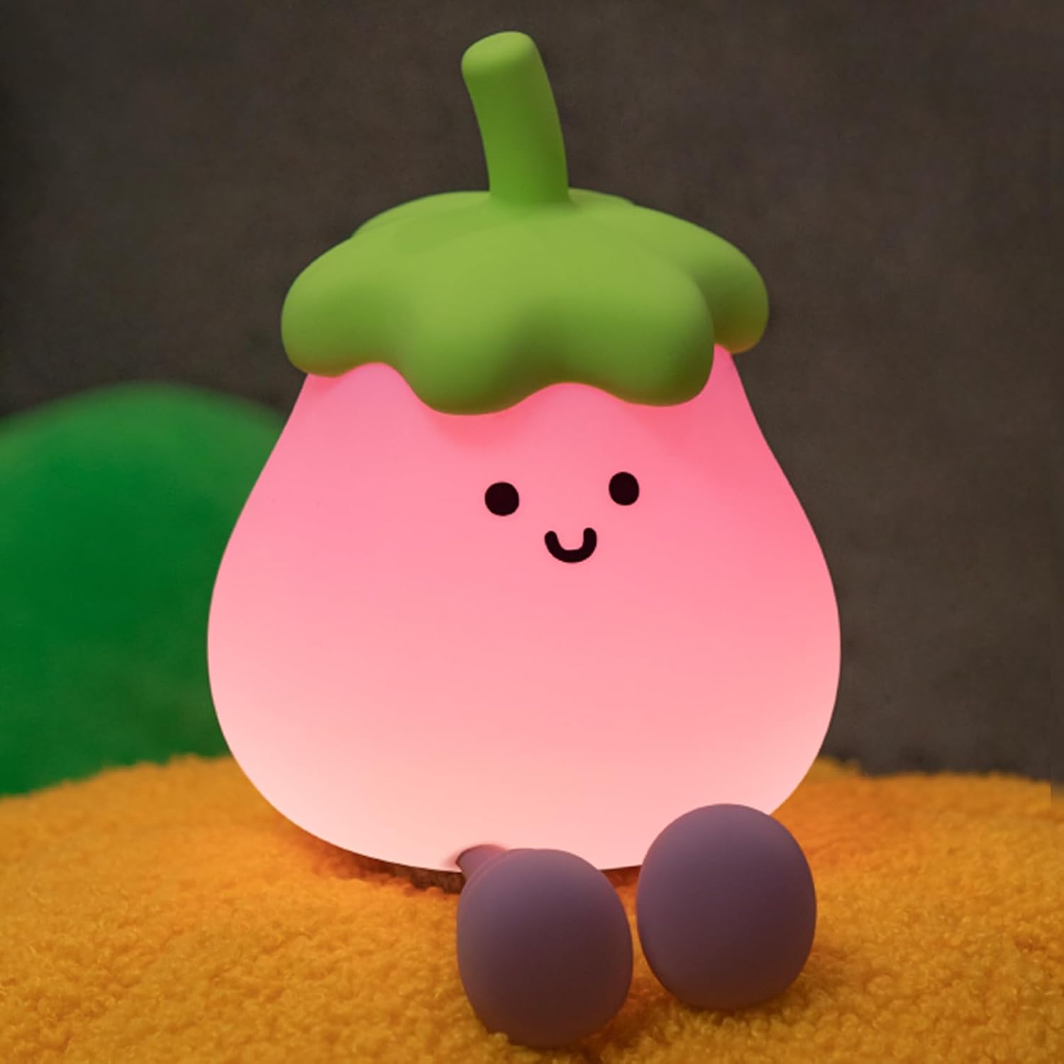 Eggplant Night Light for Kids, Cute Eggplant Sleep Lamp Squishy Silicone Kids Nightlight USB Rechargeable Portable Bedroom Night Lamp…