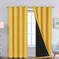 Yakamok 100% Blackout Curtains Energy Saving Thermal Insulated 2 Thick Layers Completely Blackout Drapes with Black Liner for Bedroom (52Wx…